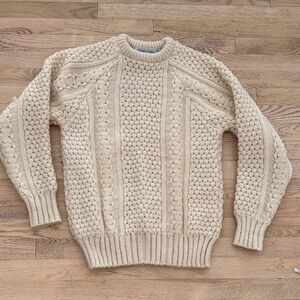 Vintage Men's Patrick Malin Donegal Classic Knit Crewneck Sweater - Cream
